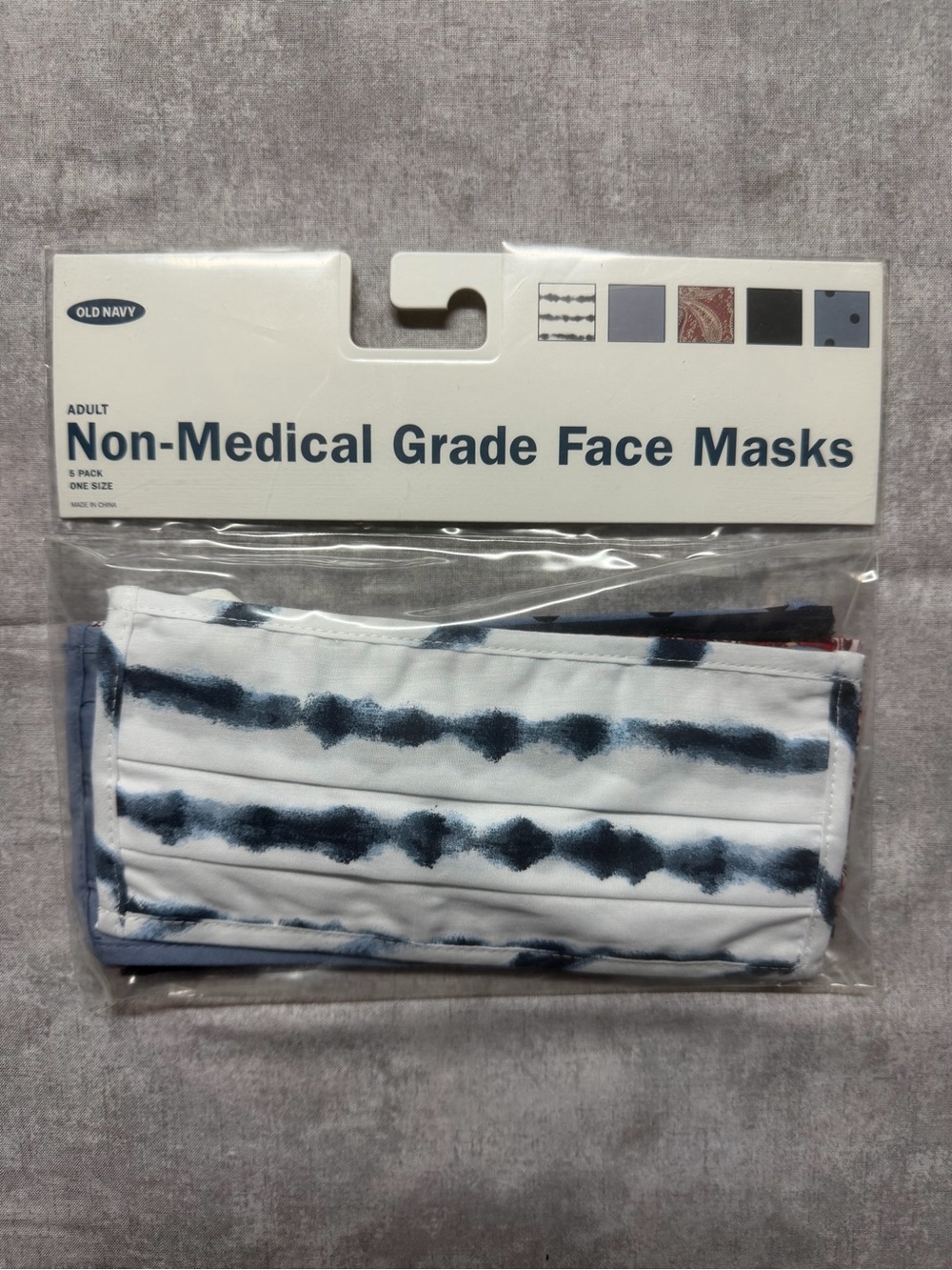 Old Navy Adults White & Navy Tie-Dye Non-Medical Face Mask